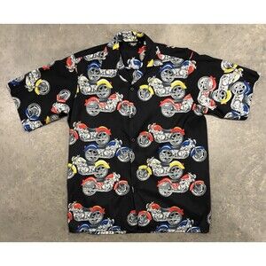 American Biker Mens XL Button Up Shirt Motorcycle AOP